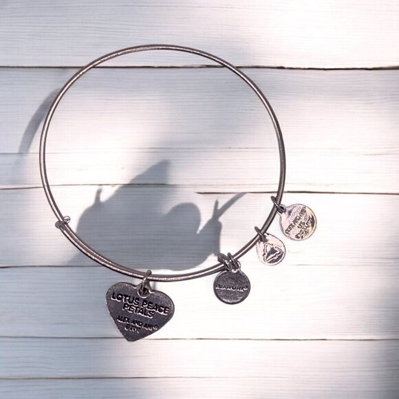 Alex and Ani Lotus Peace Petals Charm Bracelet Silver Finish - Expands 2"- 3.5" - Picture 2 of 2